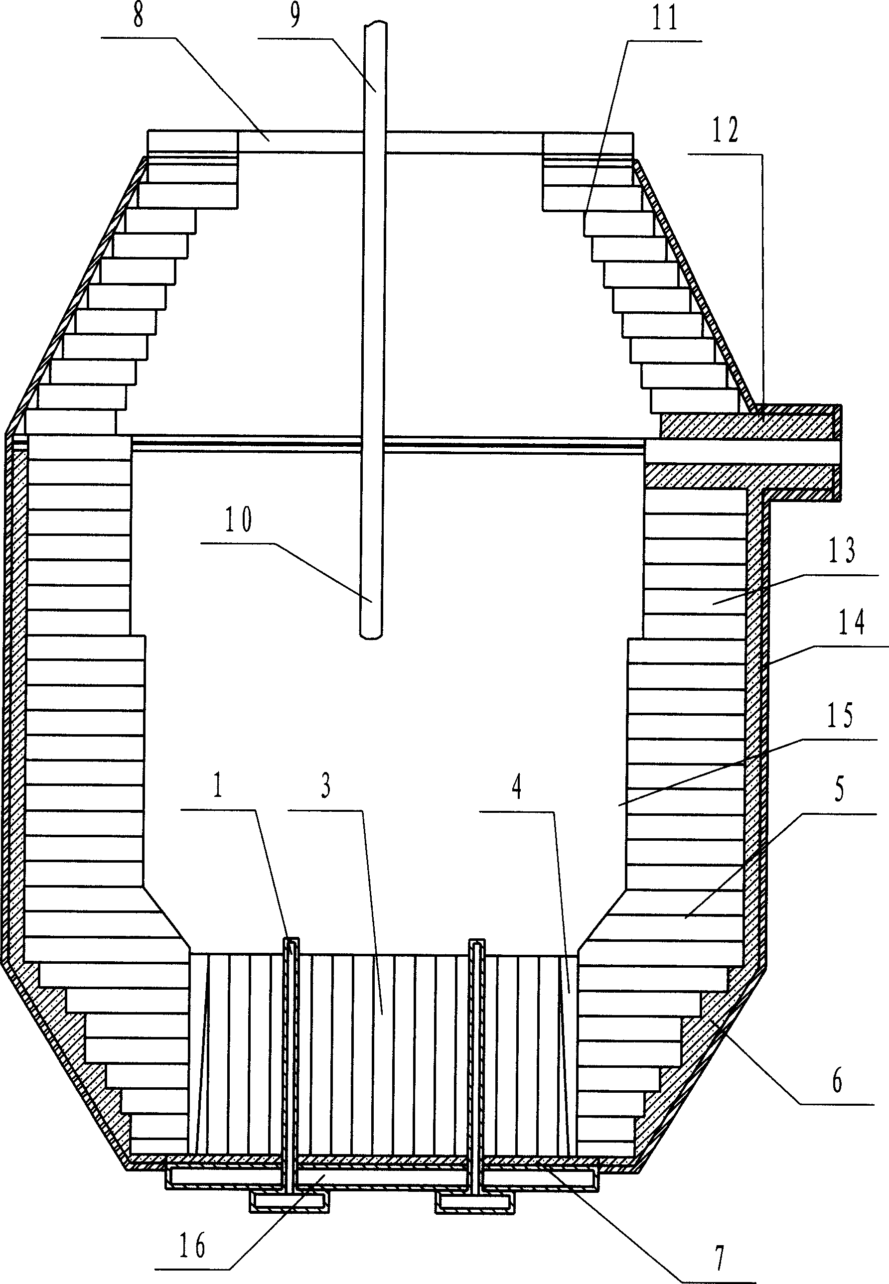 Converter heat replacement hearth bottom circular seam packing method