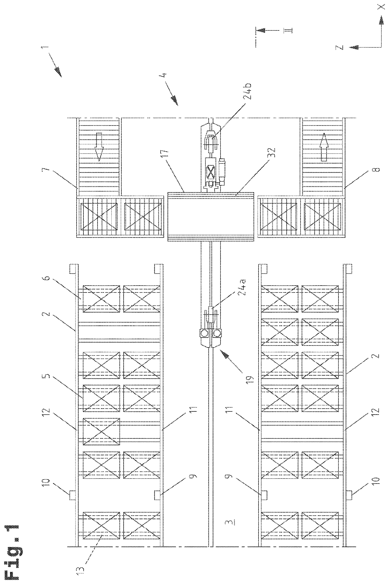 Rail system for a conveying vehicle and storage system