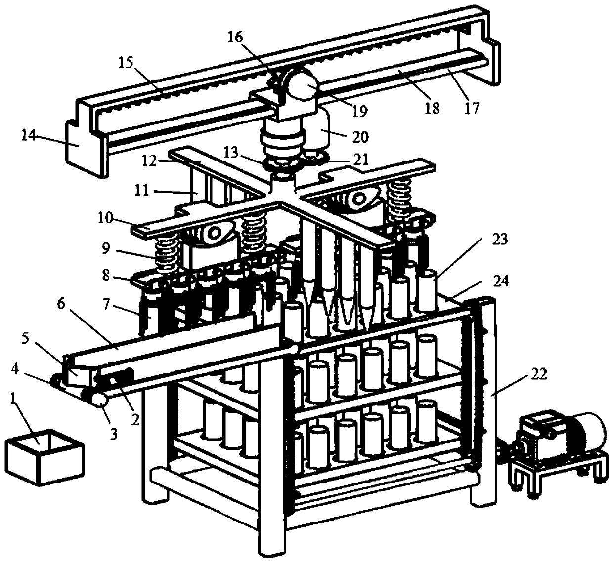 An alfalfa transplanting machine and method for adjusting the transplanting posture of alfalfa pot seedlings