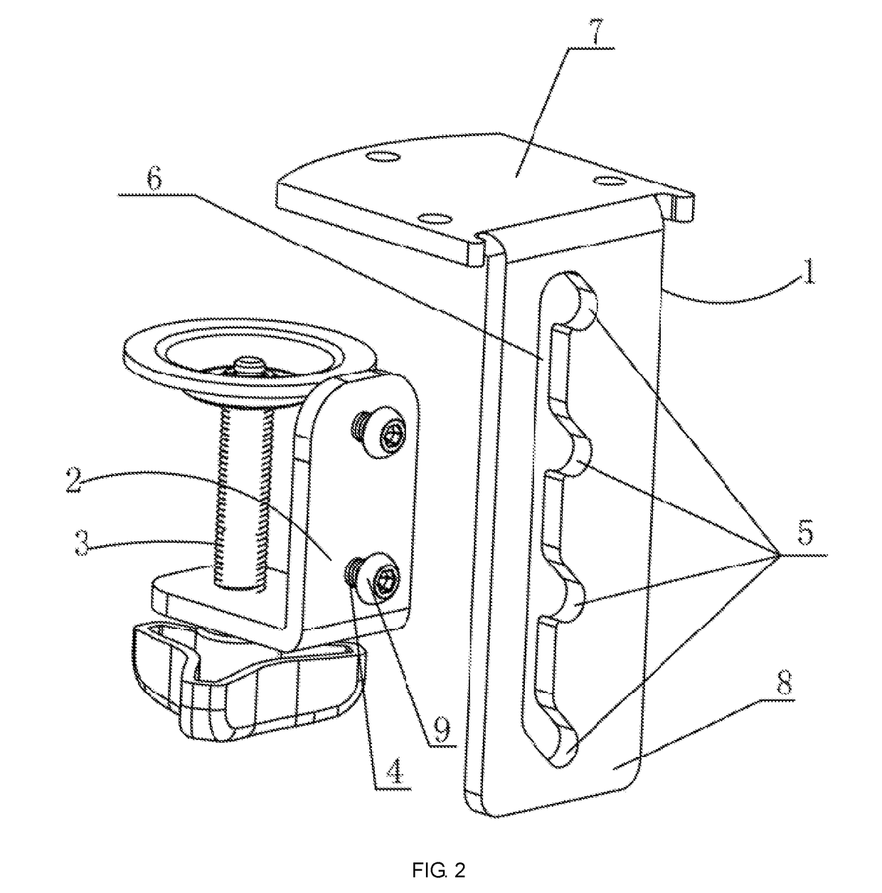 Clamping device for continuous adjustment of a display stand