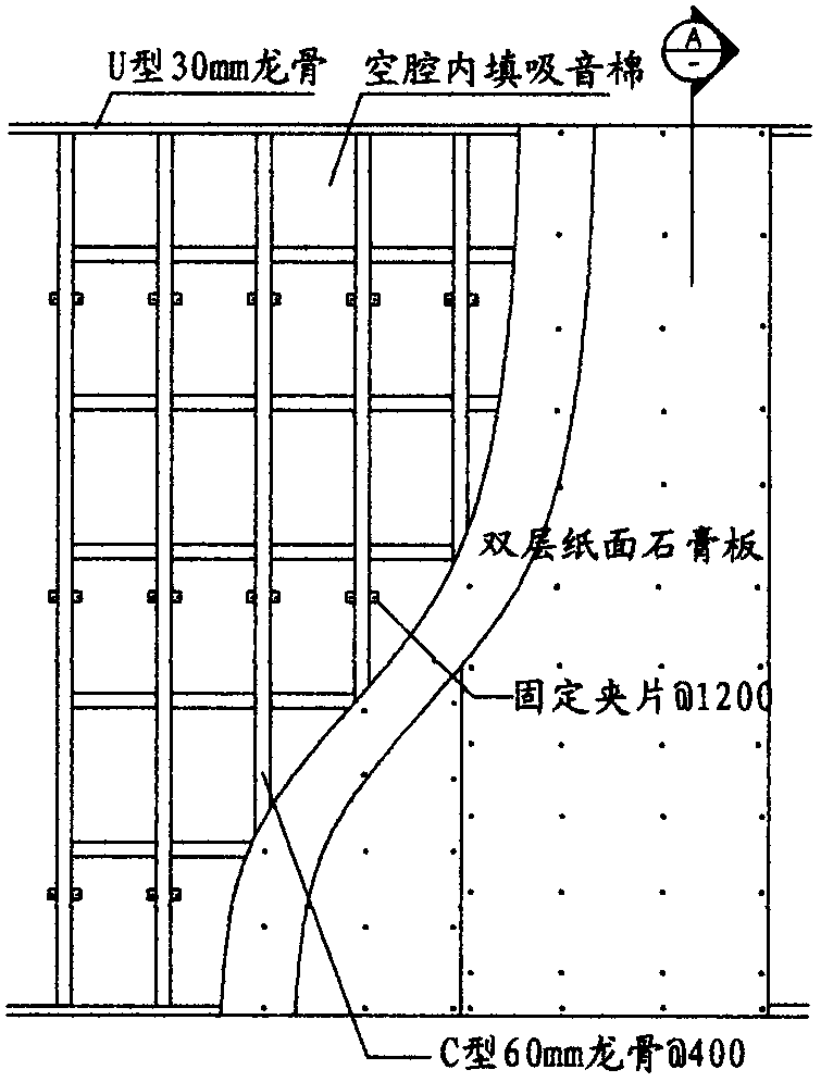 Indoor sound insulation construction structure and construction method thereof