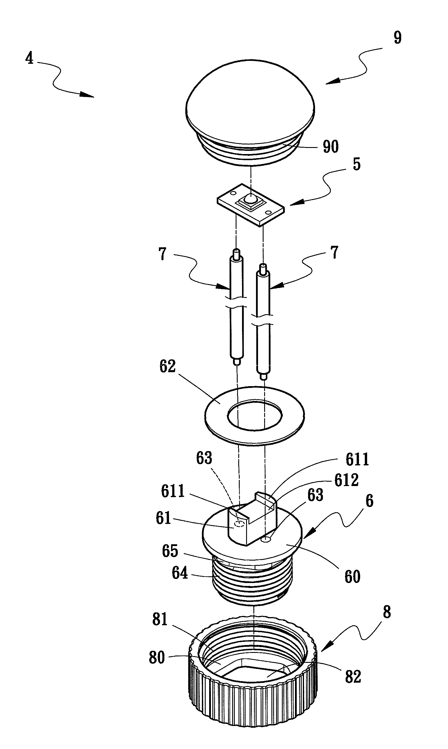 LED lamp electrode structure