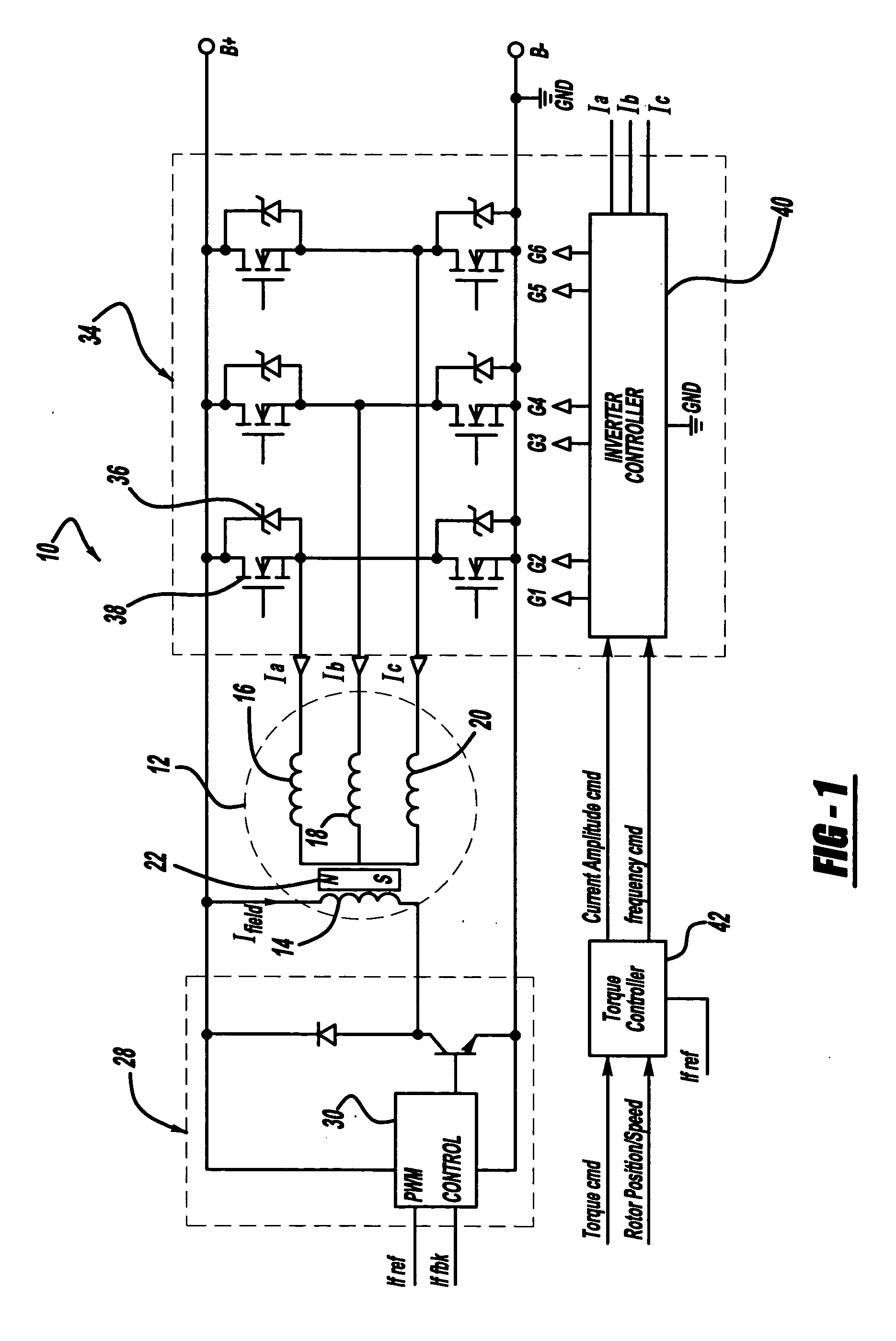 Fast torque control of a belted alternator starter