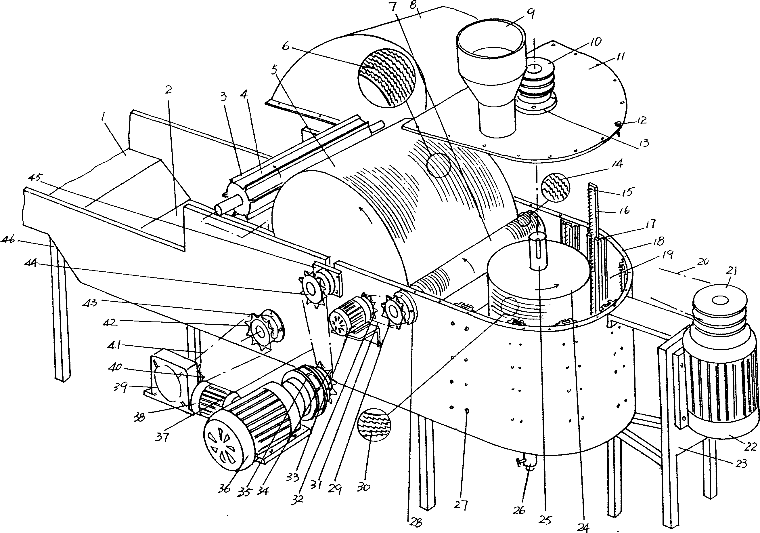 Leather fiber separating machine