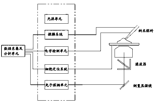 Unicell detector based on nano fiber probe and its probe manufacturing method