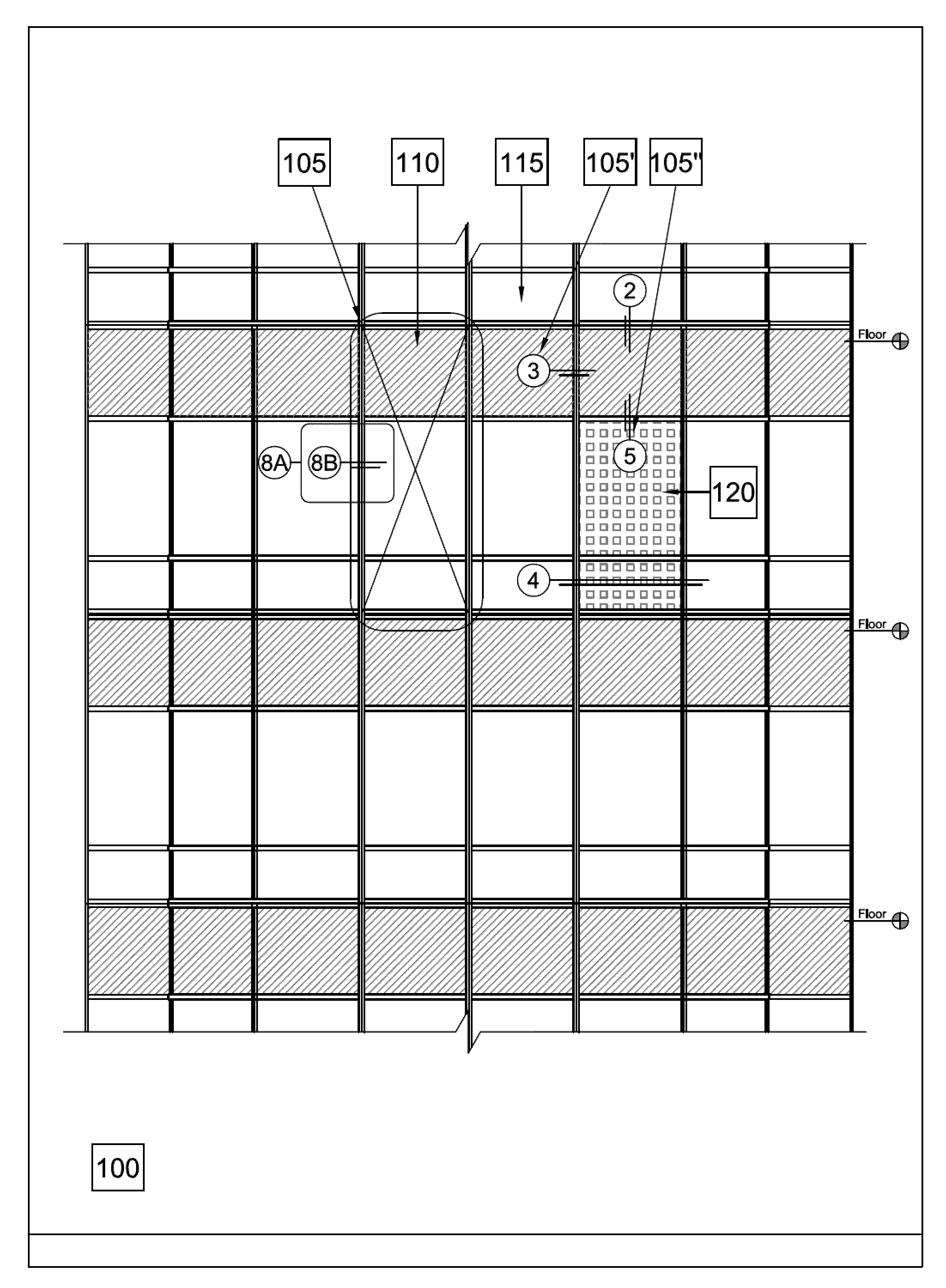 Building integrated photovoltaic conversion system implemented in both vision and spandrel areas