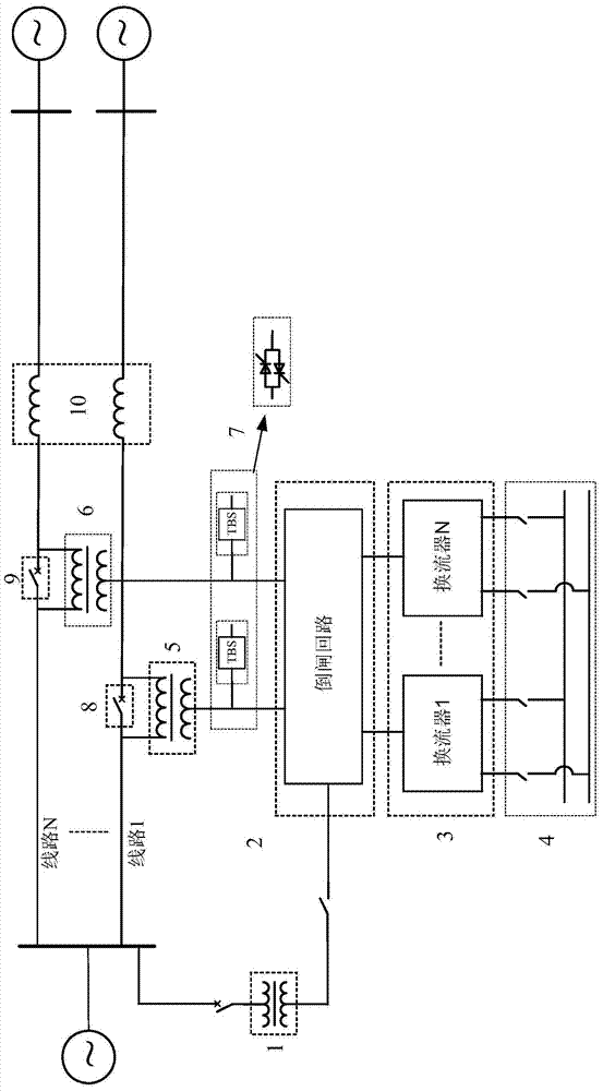 Convertible static compensator applicable to a plurality of lines