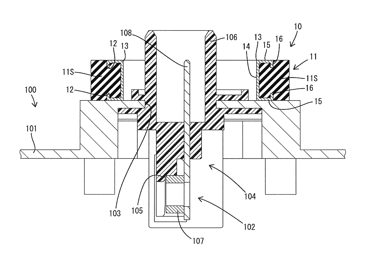 Resilient shielding member for device