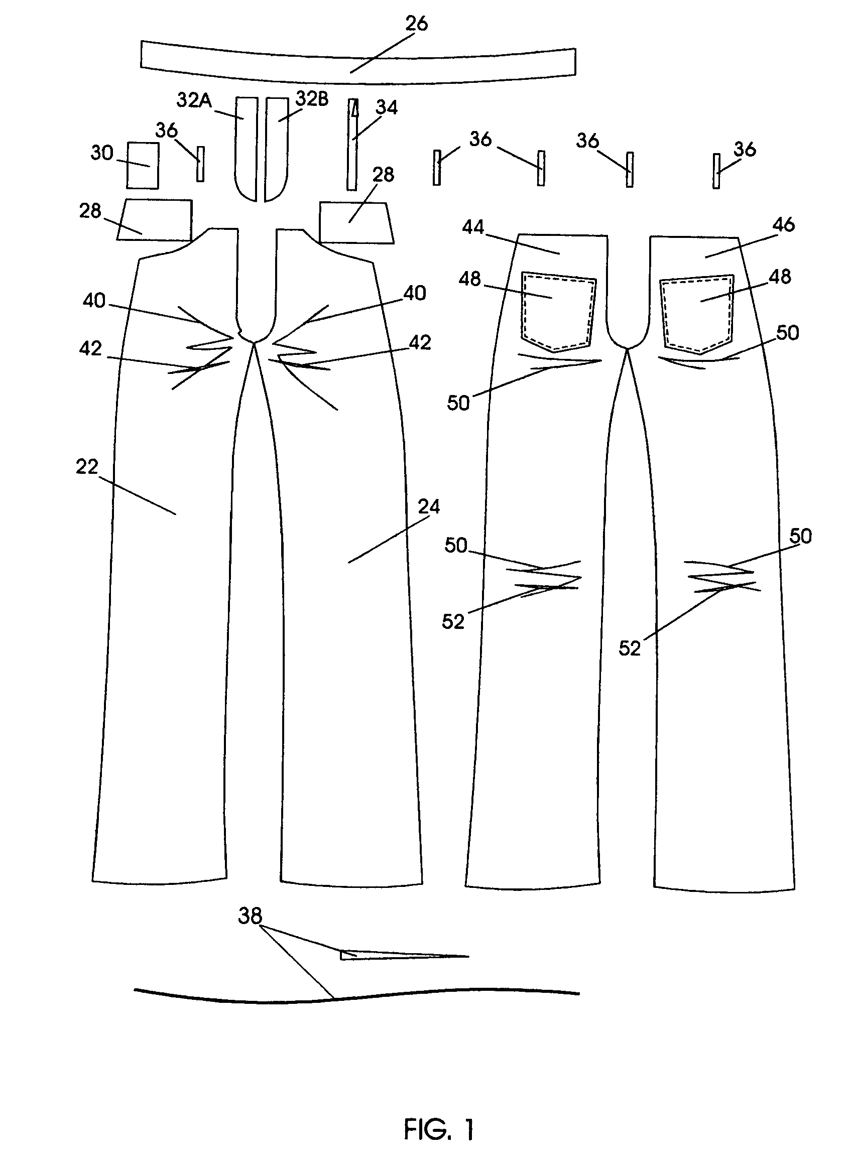 Vintage fading method for jeans