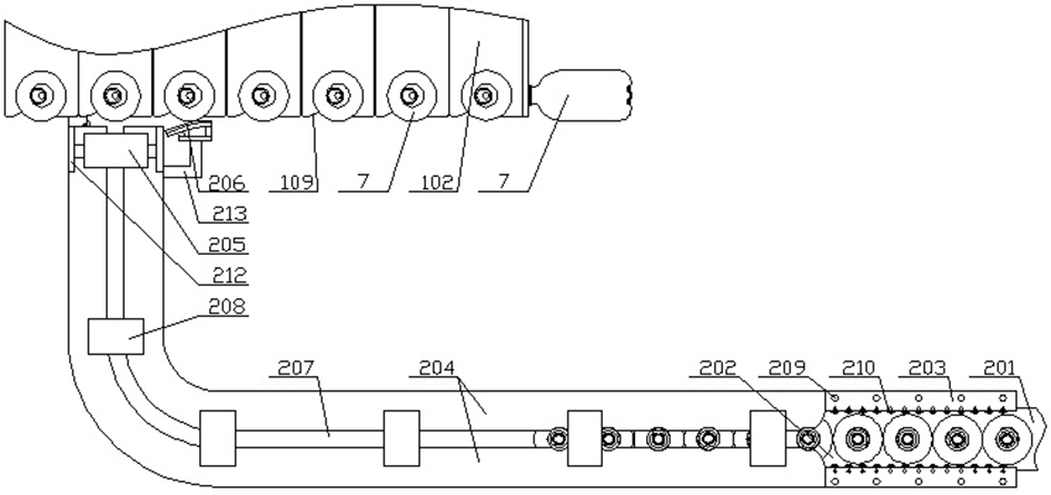 Feeding system of infusion bottle light inspection and encasement production line