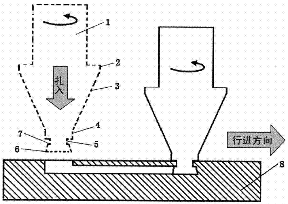 Method and tool for forming tunnel type hole