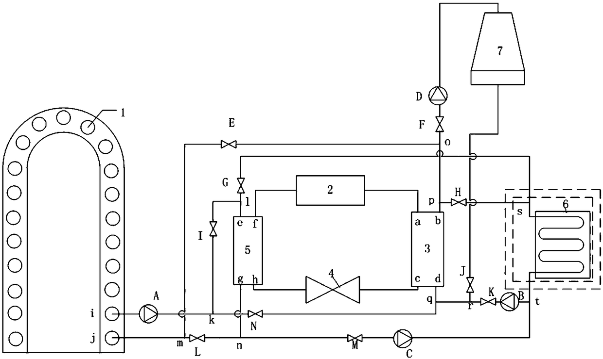 Subway waste heat source heat pump system with auxiliary cold source and working method of system