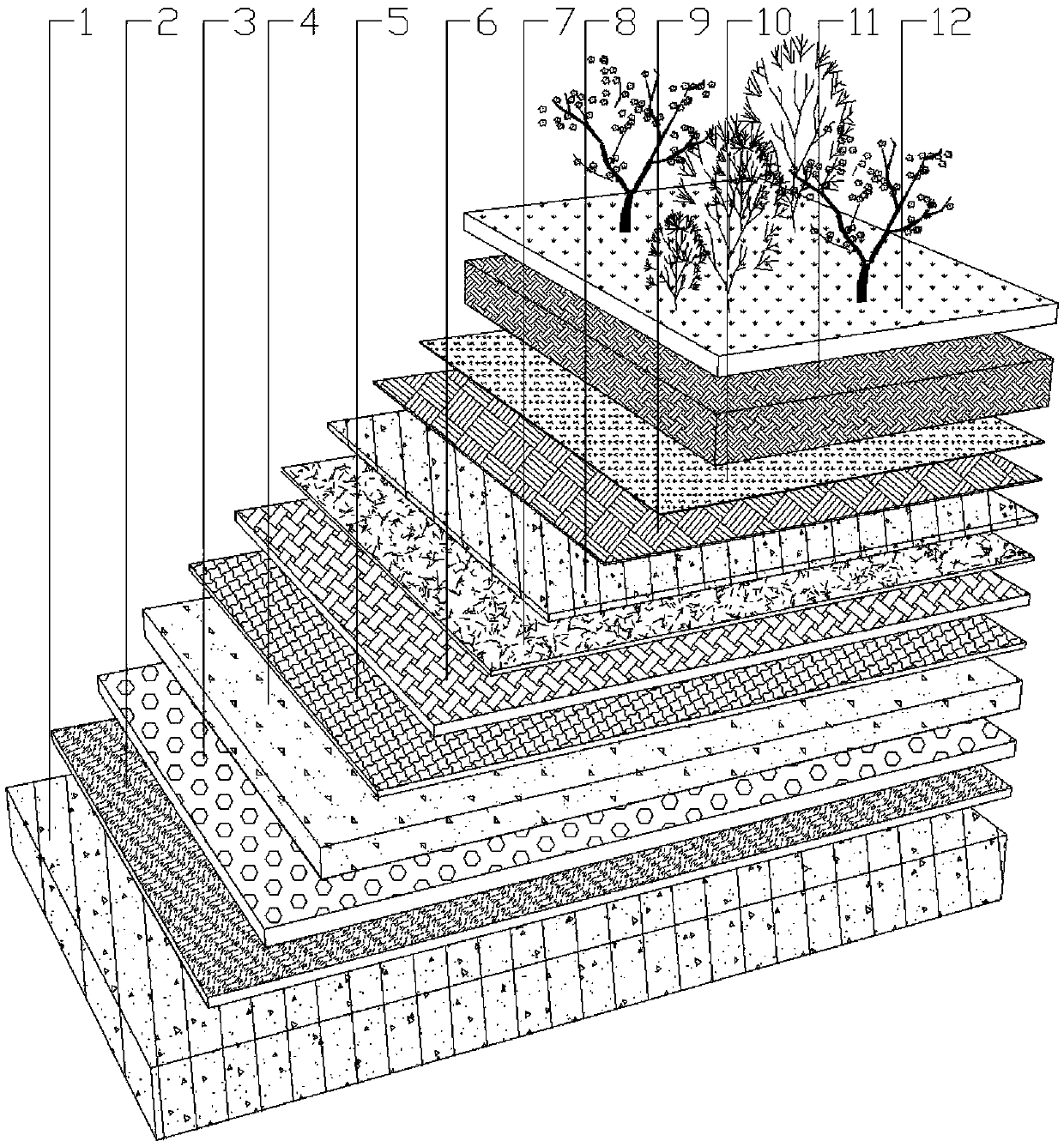 A kind of construction method of planting roof structure