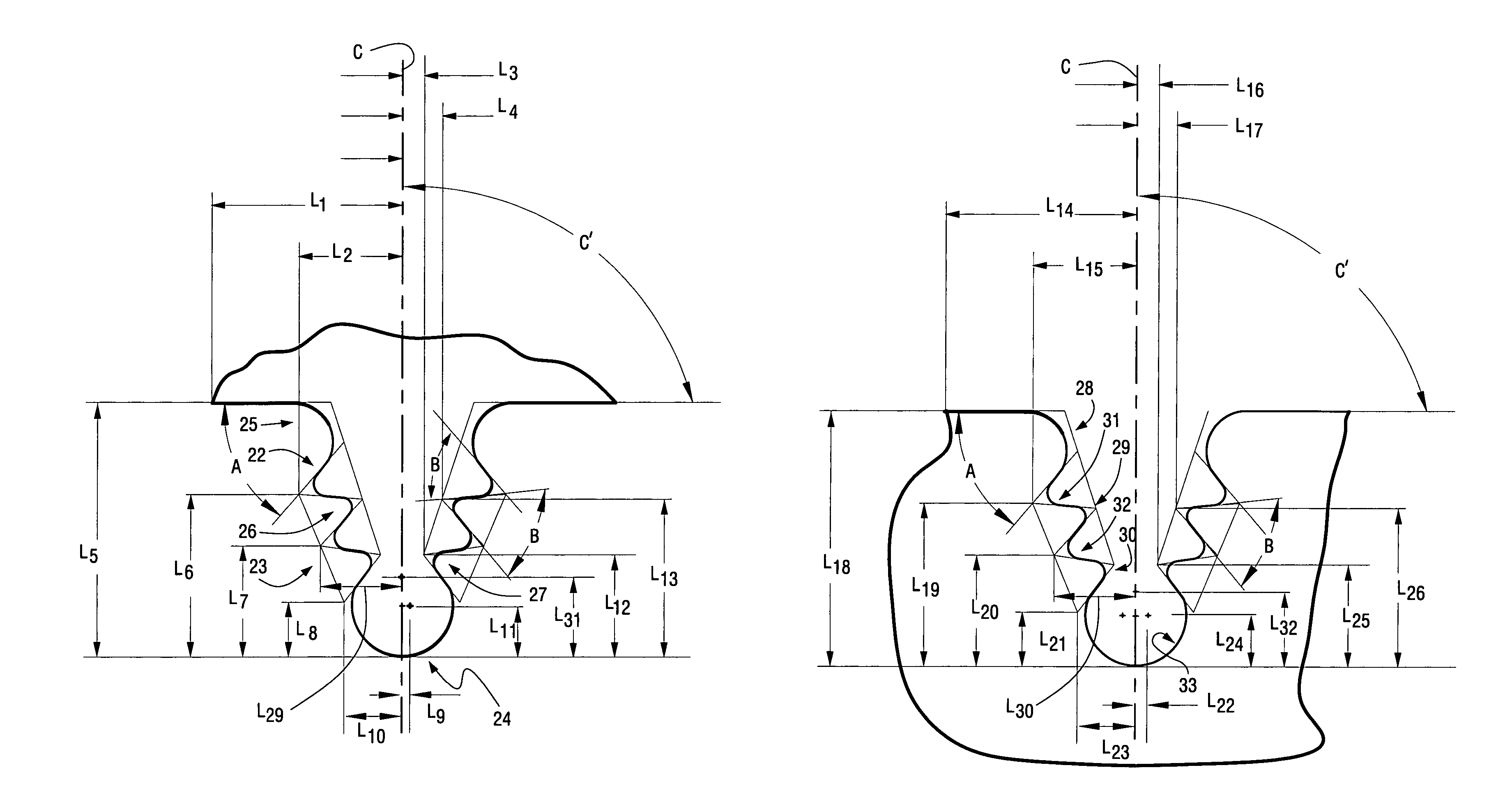 Advanced firtree and broach slot forms for turbine stage 3 buckets and rotor wheels