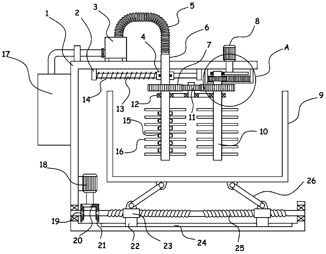 Minced meat stirring and mixing device for fish ball production and processing