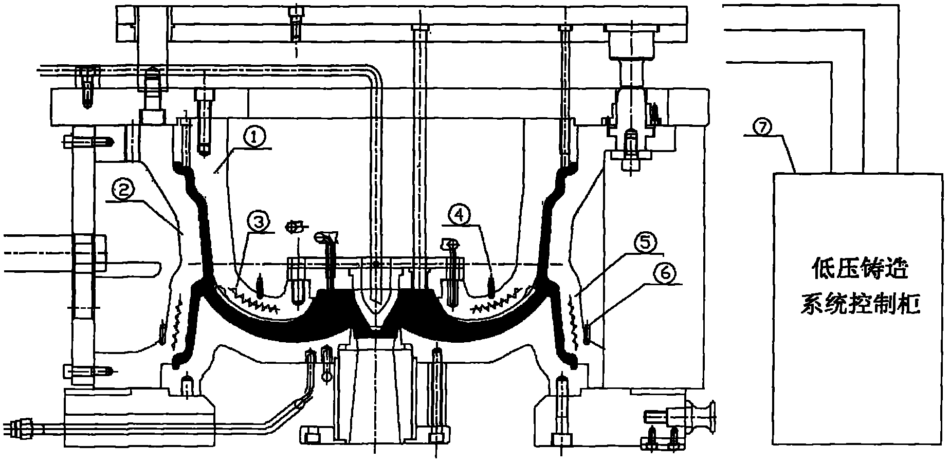 Low-pressure cast aluminum-alloy wheel-casting sequential-solidification temperature-field compensating method