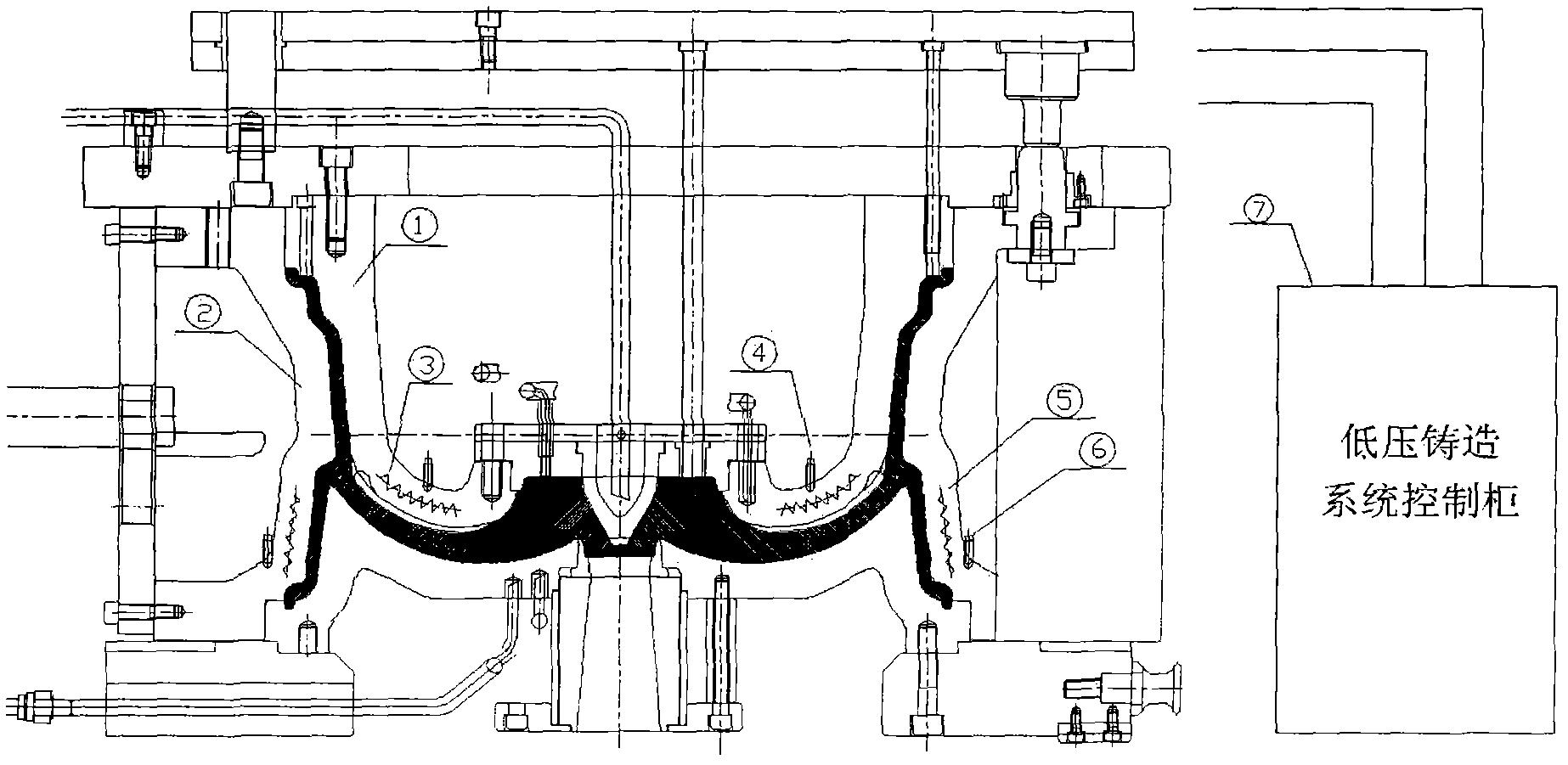 Low-pressure cast aluminum-alloy wheel-casting sequential-solidification temperature-field compensating method