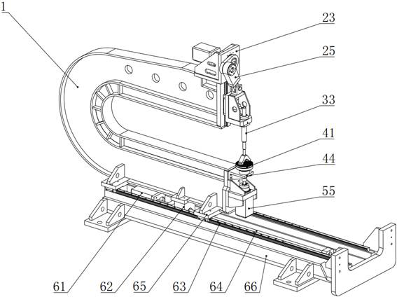 A pressing arm type bending center feeding mechanism