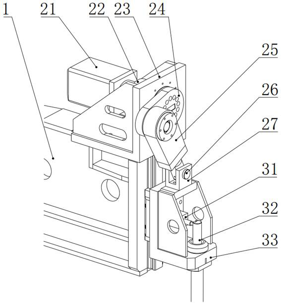 A pressing arm type bending center feeding mechanism