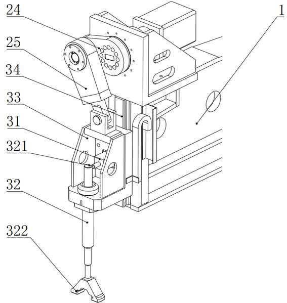 A pressing arm type bending center feeding mechanism