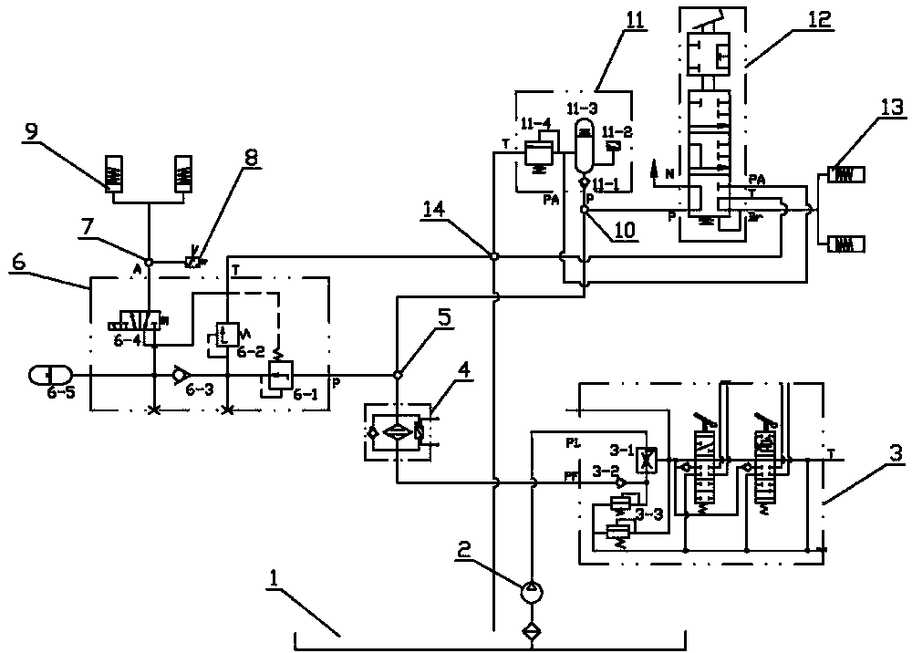 Hydraulic braking system of large-tonnage electric fork-lift truck