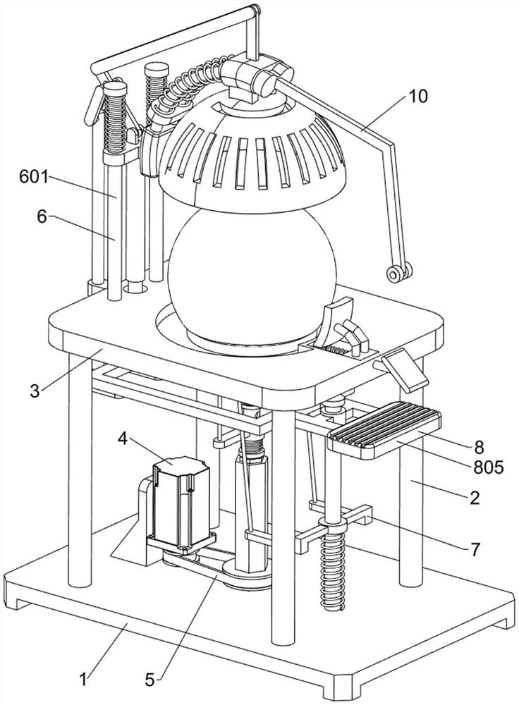 High-gravity-center and super-hemisphere multi-attachment polishing device