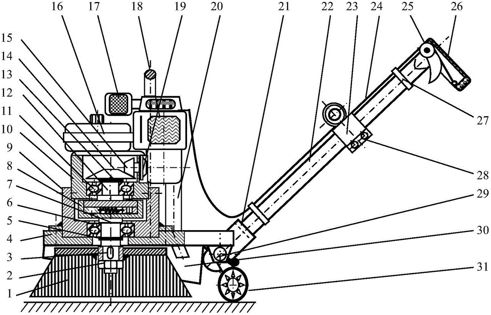 Hand-push type power drive steel brush de-icing machine