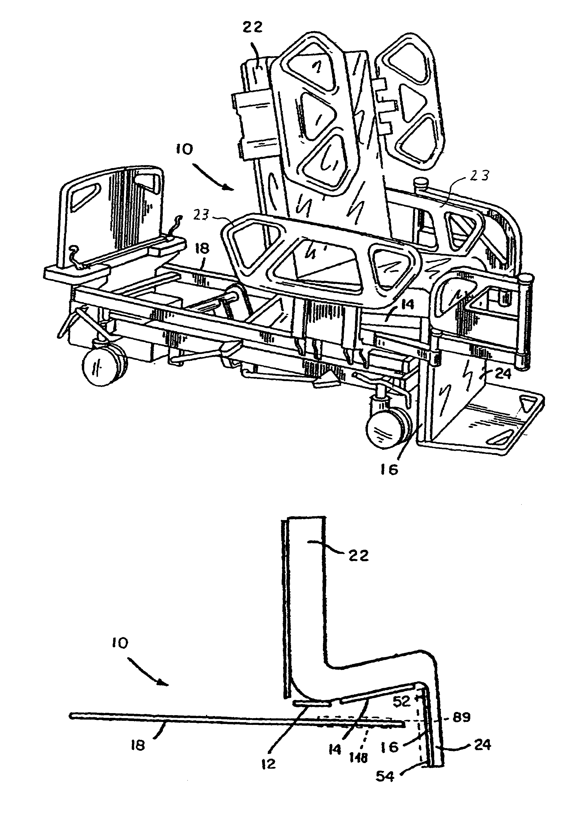 Hospital bed and mattress having a retractable foot section