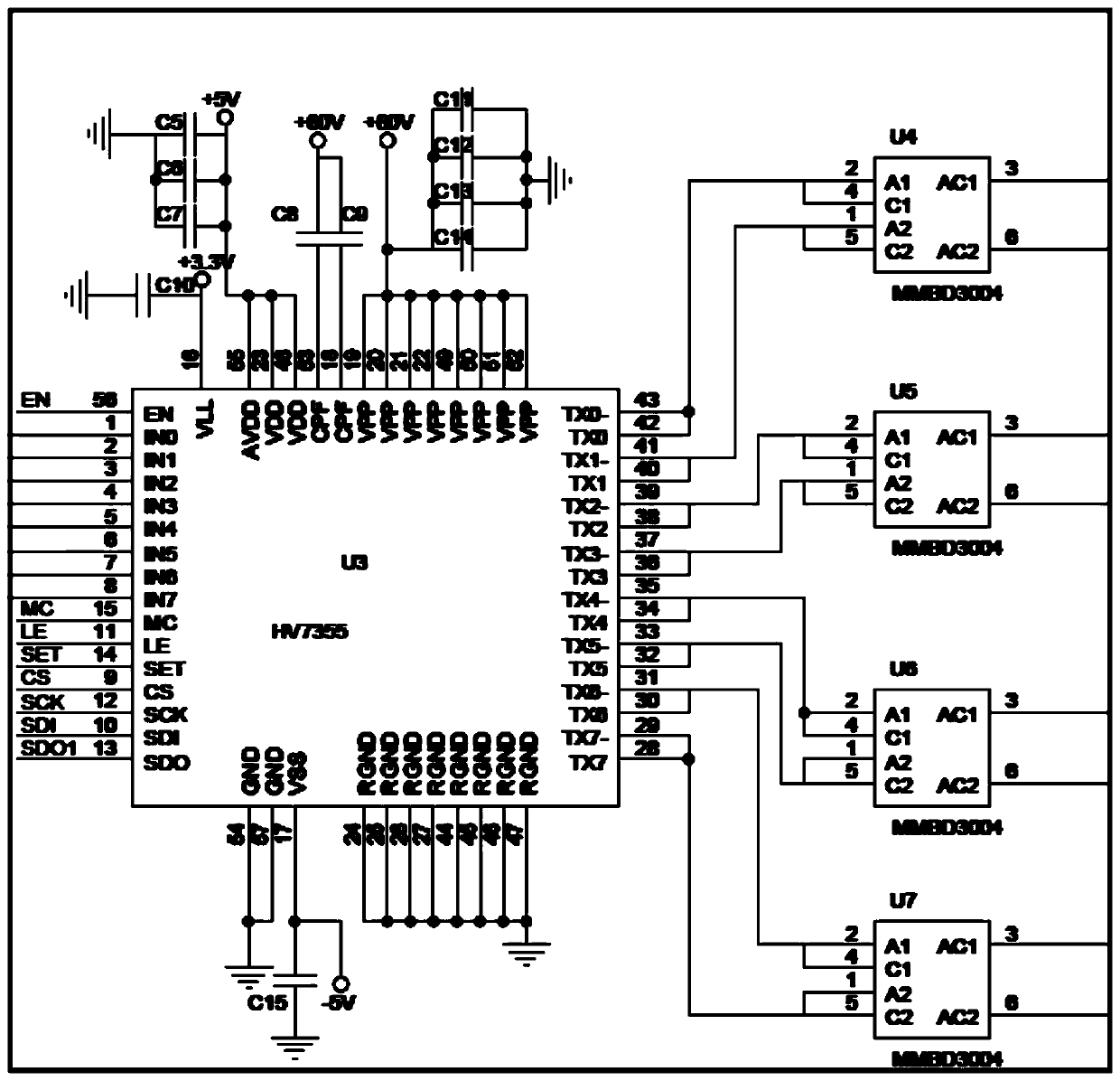 A control device for ultrasonic area array probe