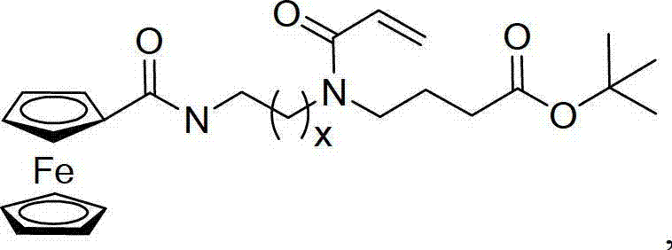 Acrylamide type monomer containing dicyclopentadienyl iron structure, as well as amphipathic polymer, preparation method and use thereof