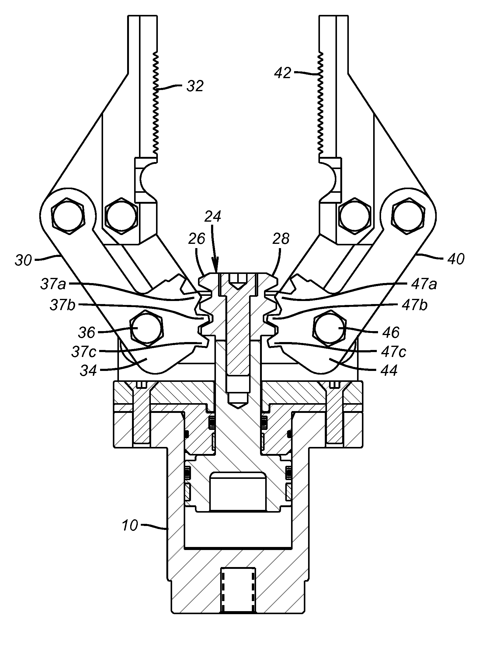 Double Sided Rack Manipulator Jaw Actuator System