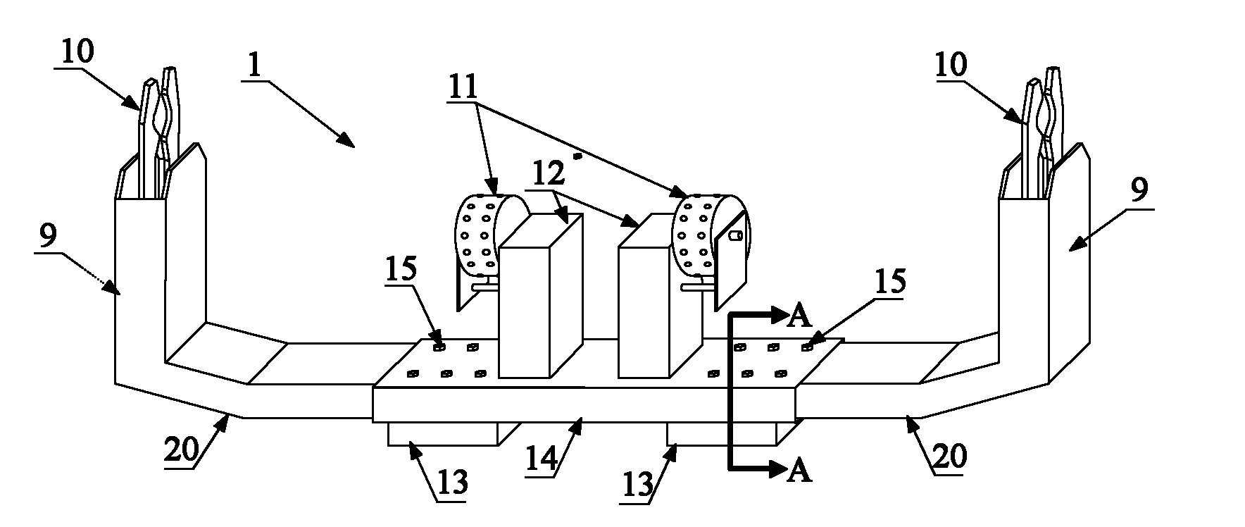 Flexible metal net bracket, paving device and paving method