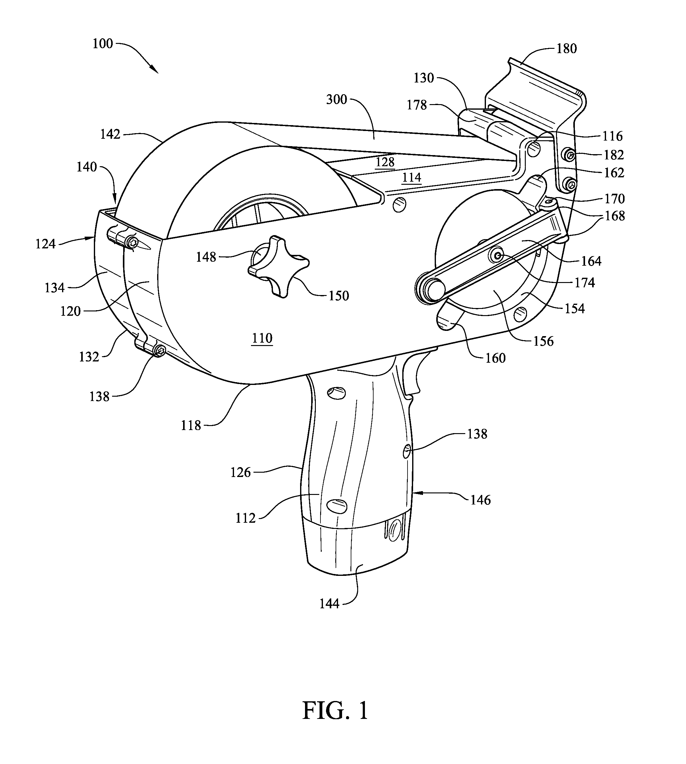 Adhesive tape dispenser with automatic winding of releasable backing