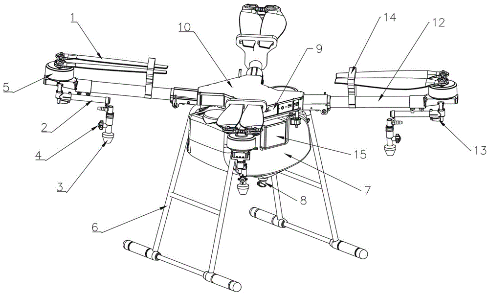 Nozzle configuration mode of multi-rotor wing agricultural unmanned aerial vehicle and spraying system thereof