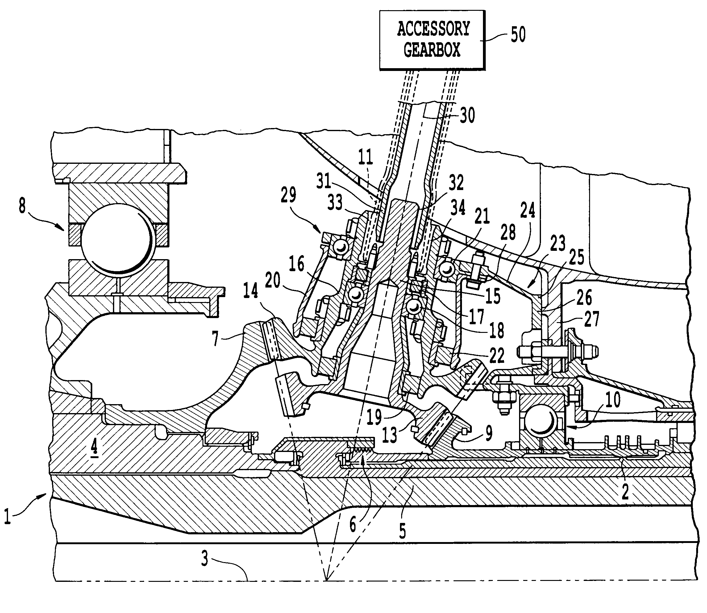 Twin spool turbine engine with power take-off means on the low-pressure and high-pressure rotors, and power take-off module for the turbine engine