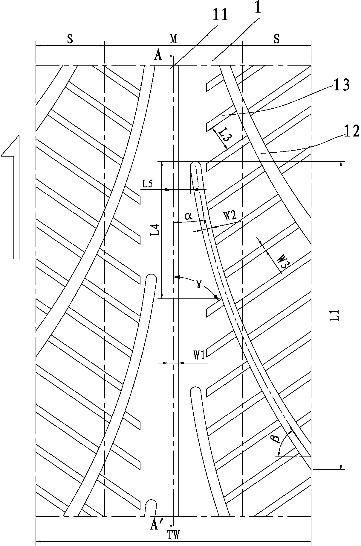 Special tire tread pattern structure of motorcycle for race in rainy day