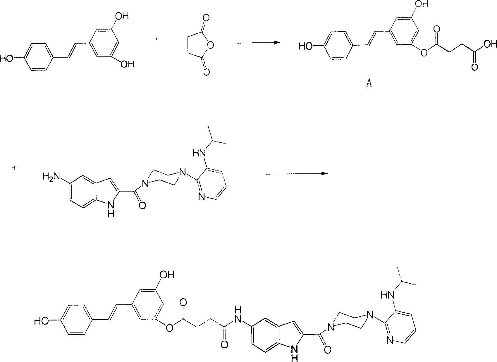 Resultant Ruisidilasu from generic delavird and resveratrol, and synthetic method