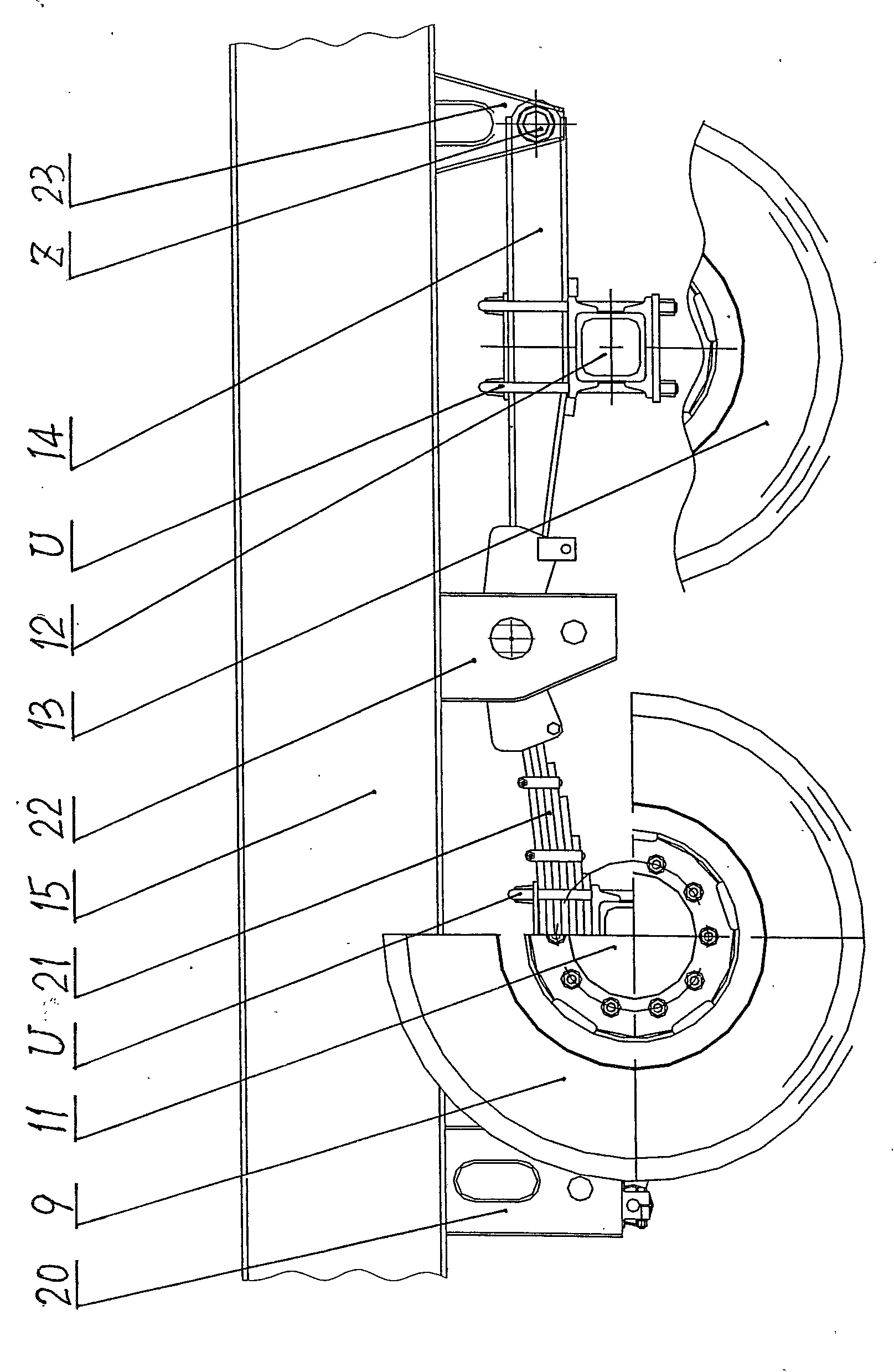 Turnover-type self-discharging semitrailer with low gravity centre supported by rear hub