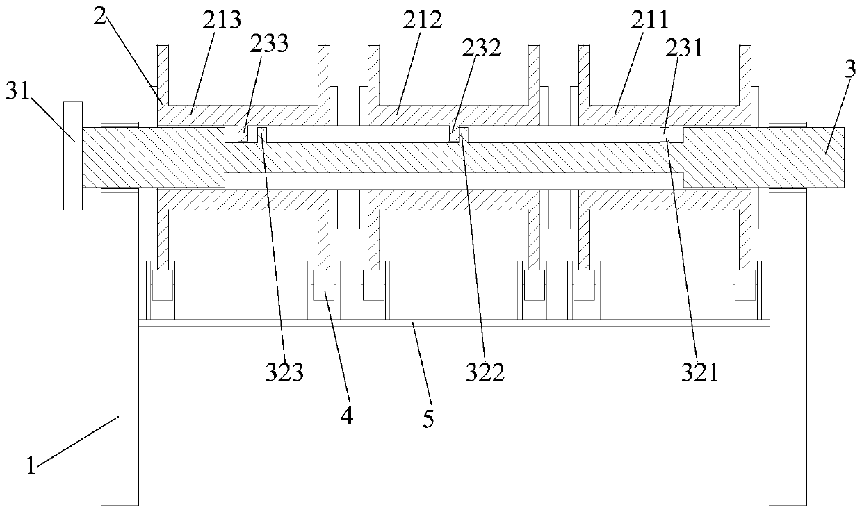 Take-up and pay-off device and method for exhibition hall