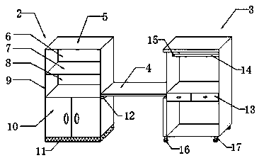 Three-in-one aluminum combined cabinet for bedroom