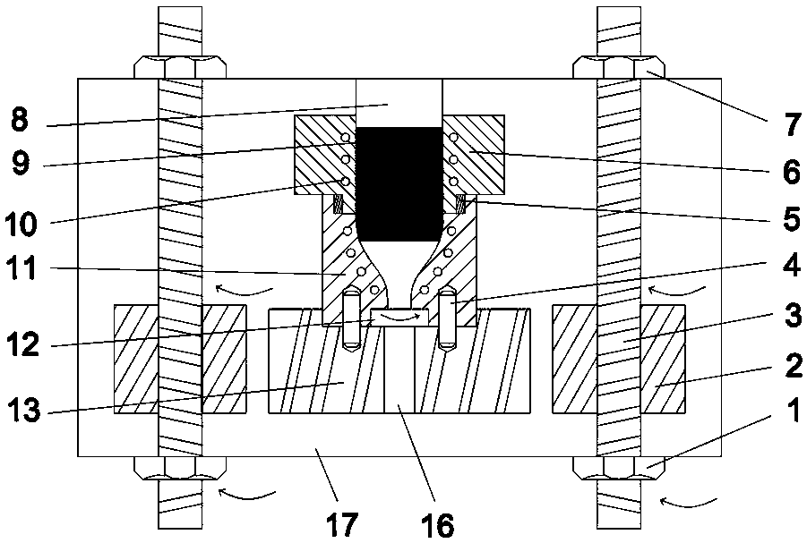 Screw-driven synchronous extruding and twisting composite device for fine-grain magnesium alloy and processing method