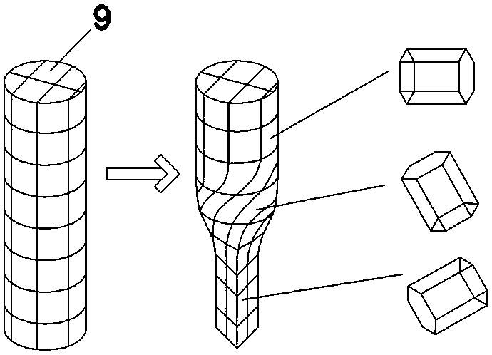 Screw-driven synchronous extruding and twisting composite device for fine-grain magnesium alloy and processing method