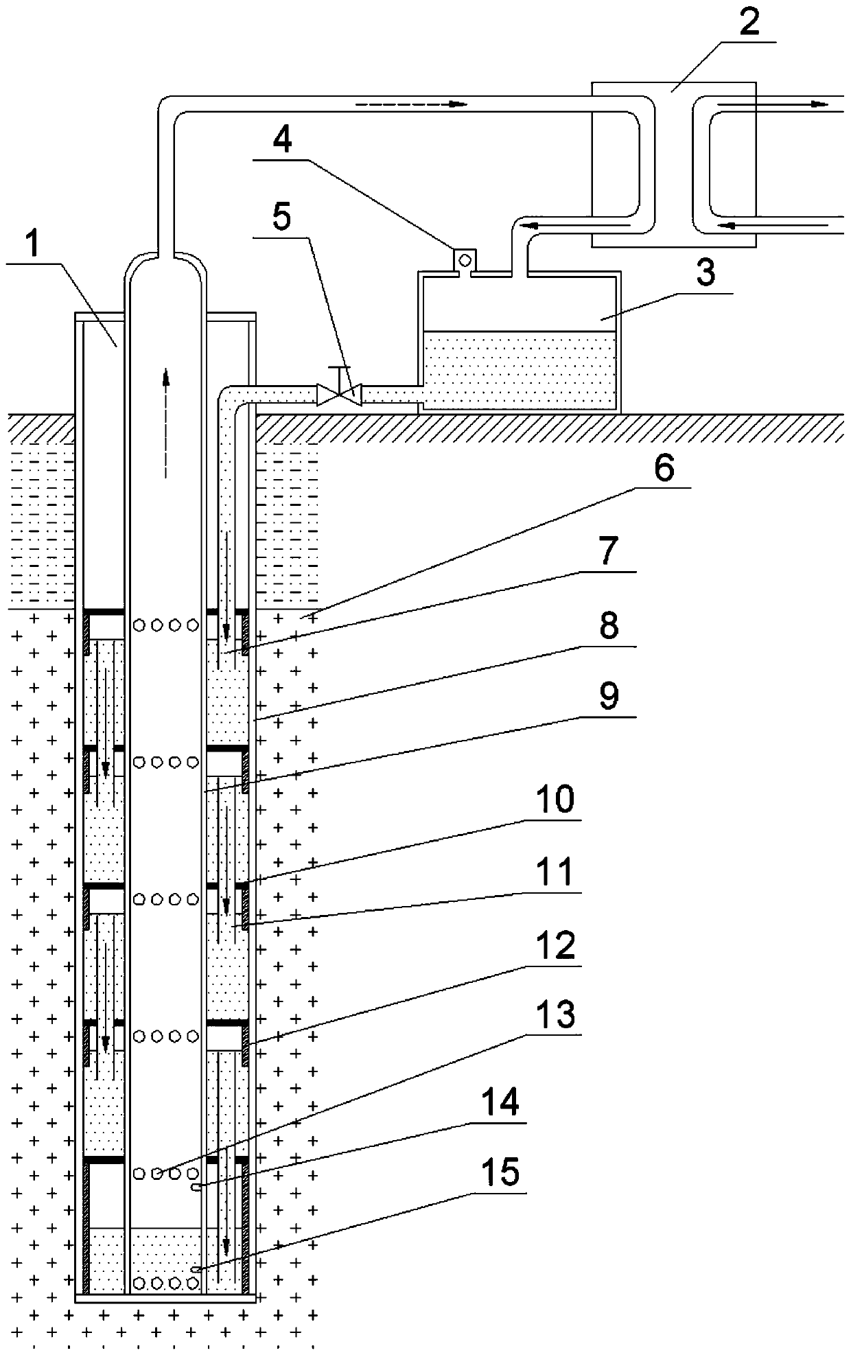 Stepped gravity heat pipe geothermal exploitation system without liquid accumulation effect