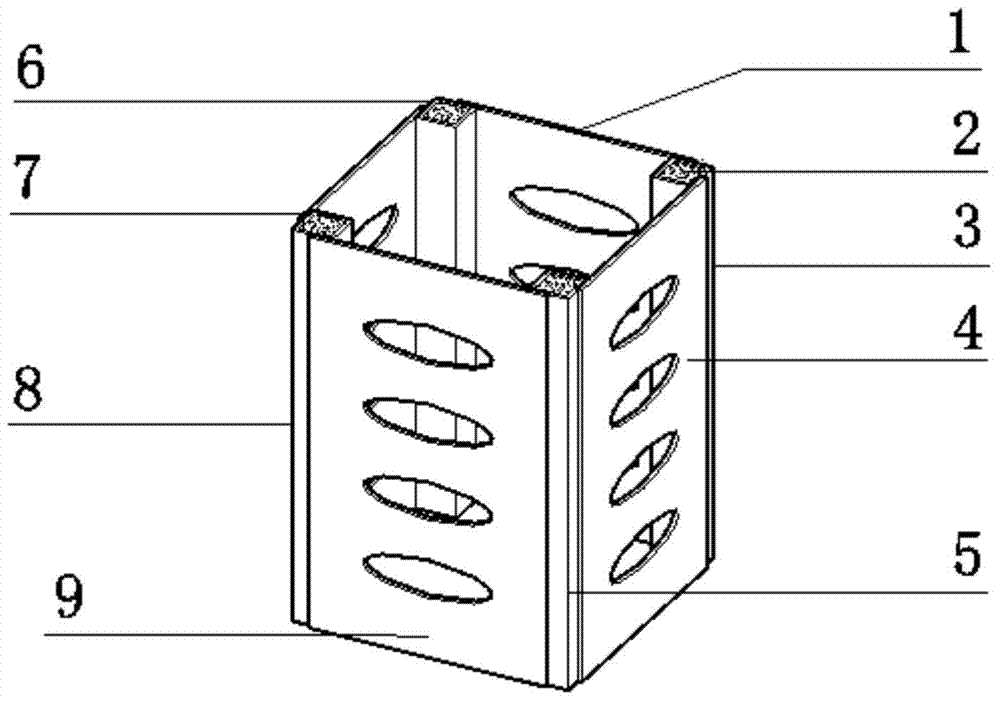 Cellular connection steel plate-four-limb concrete filled steel tube composite column