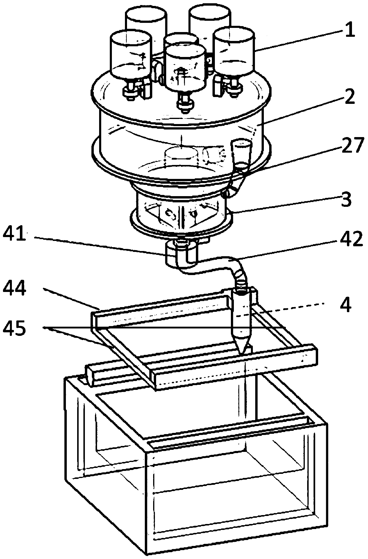 Multi-material powder supplying and laying device for powder bed melting and control method of multi-material powder supplying and laying device