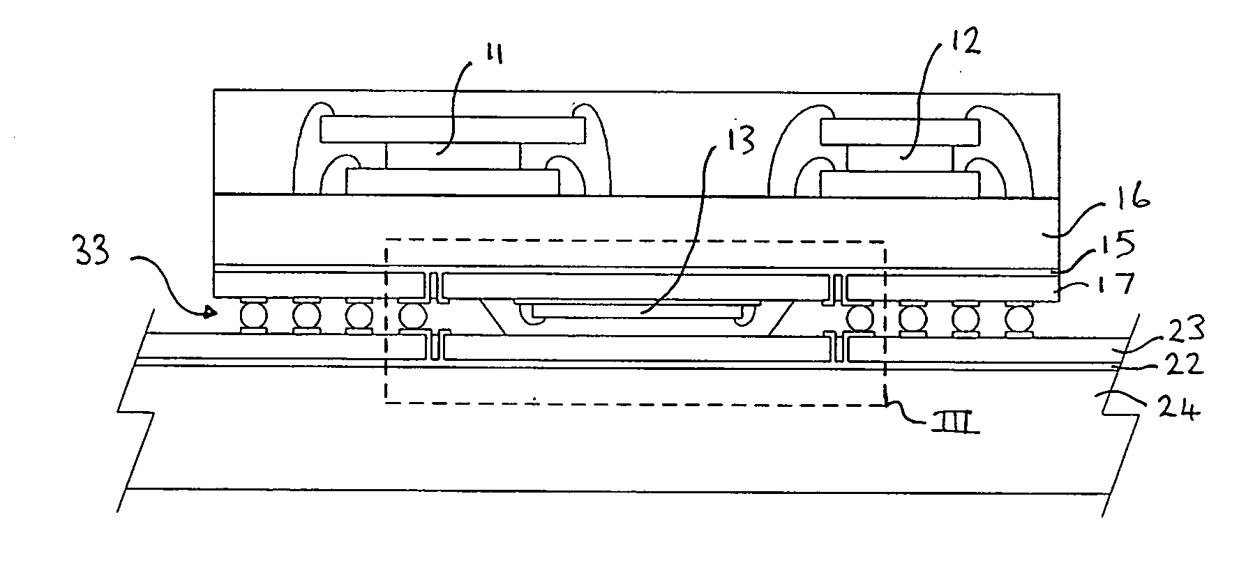 Stacked multi-chip package with EMI shielding