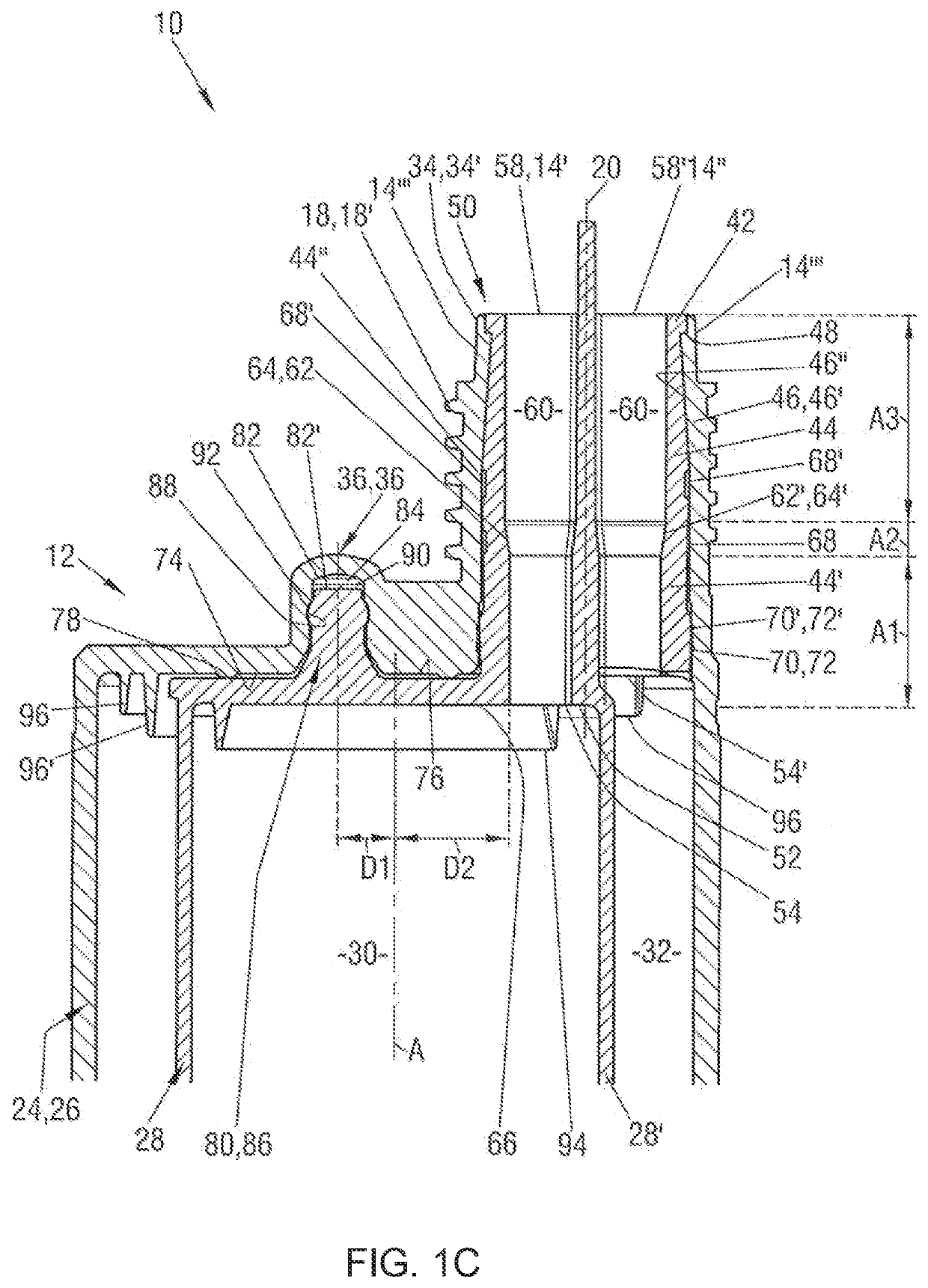 Coaxial cartridge for multi-component materials and method of assembling a coaxial cartridge