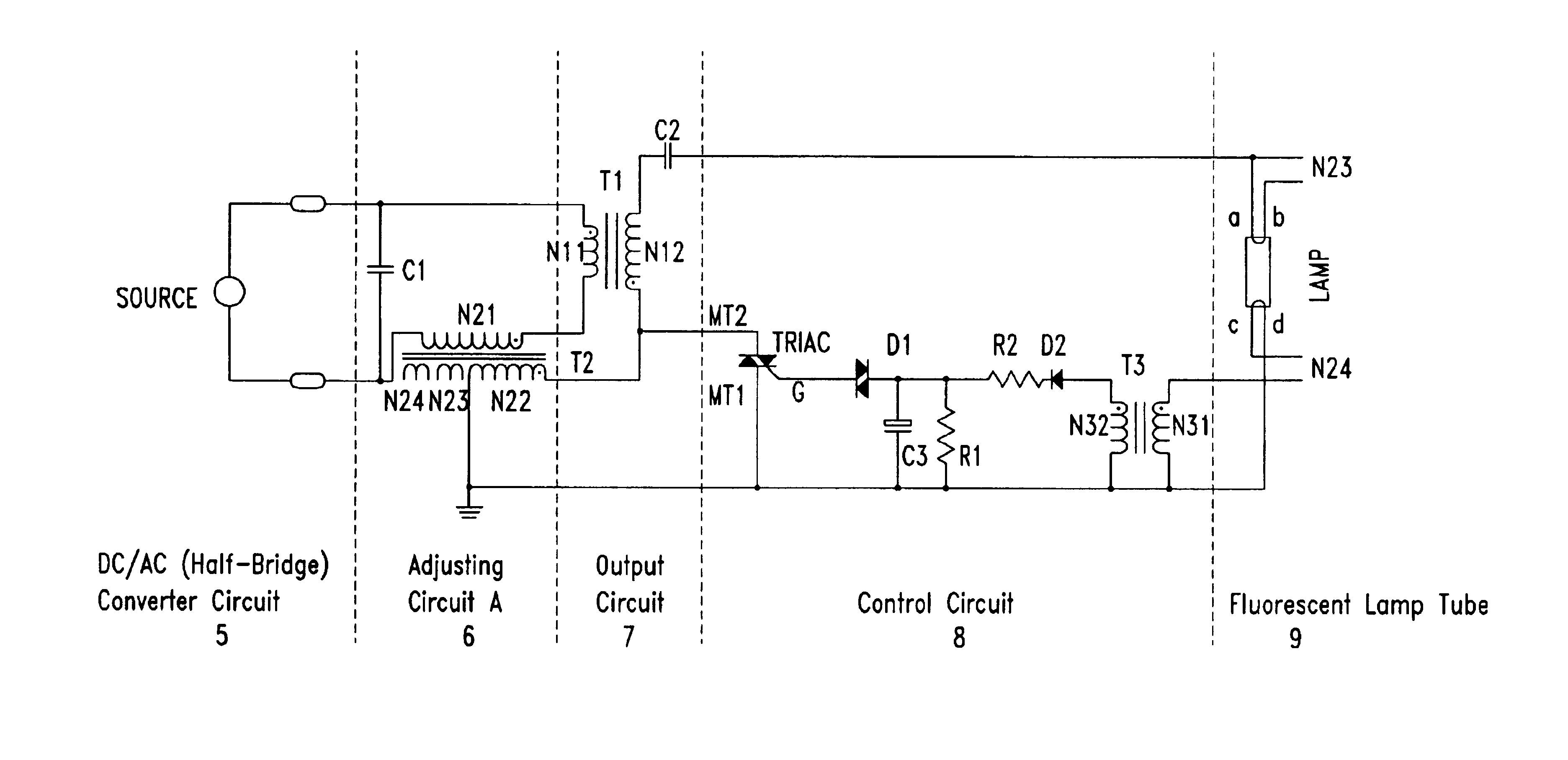 Electronic ballast using cut and save technology