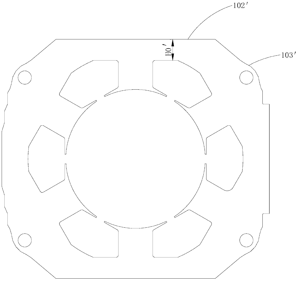 Method for increasing stator core slot area, stator core, stator and motor