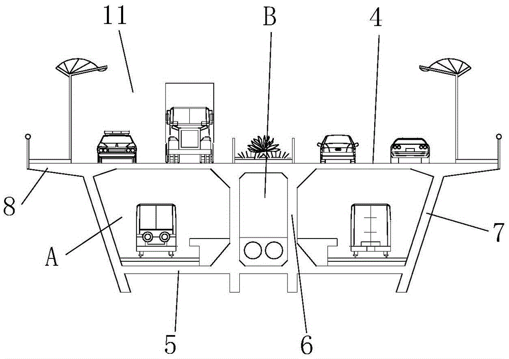 Multifunctional concrete box-girder bridge for double-deck traffic